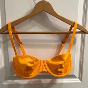 CUUP sherbert Orange Swim Bra underwire. Size 7 approx 32D. Balconette with bag